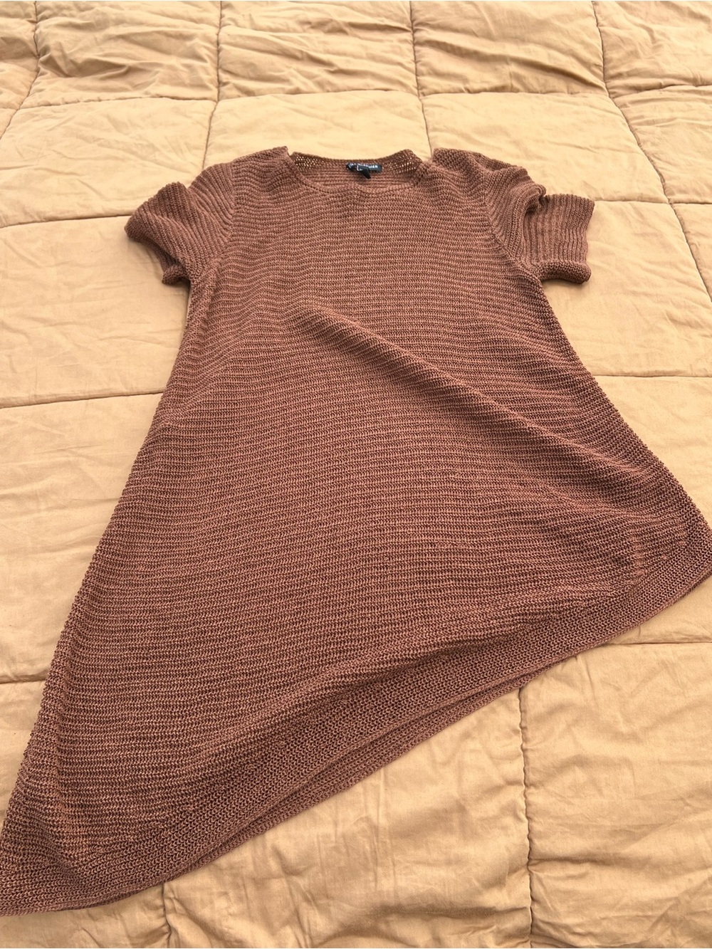 EILEEN FISHER Asymmetric Sweater Tunic Top Organic Linen/ Cotton Knit Rust Sz PL